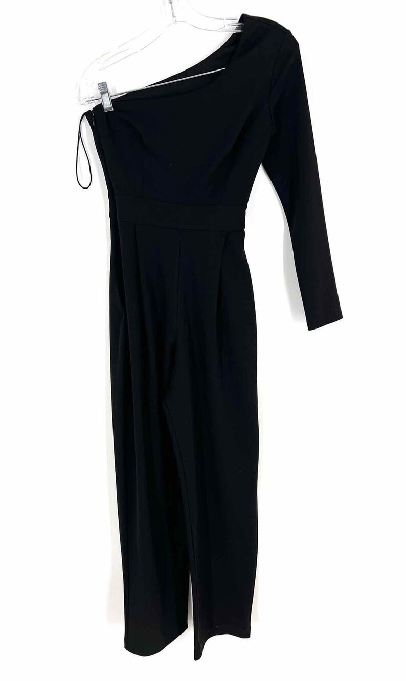 StyleStalker Size S Black One Shoulder Cinched Designer Jumpsuit